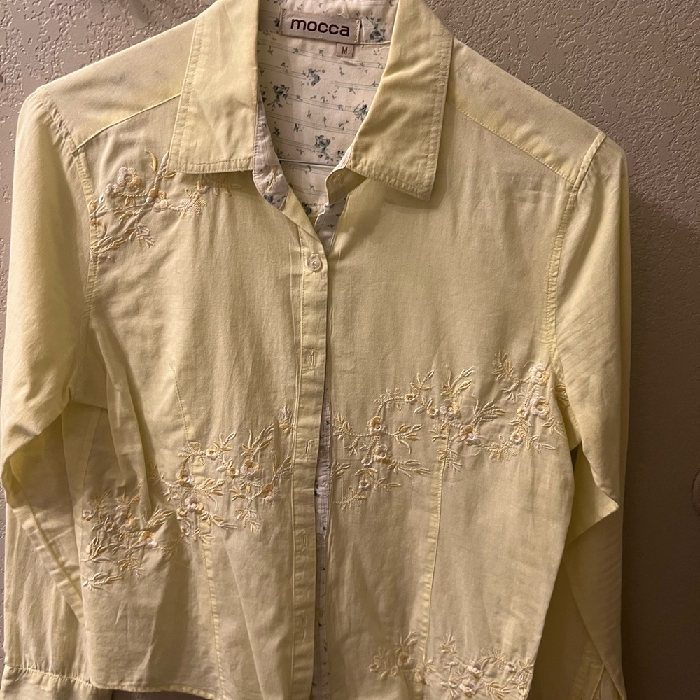 Mocca fashion button down women’s embroidery